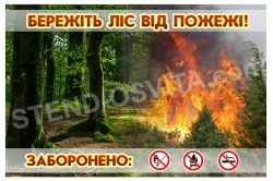 «Бережіть ліс від пожежі!» вивіска на композитній основі